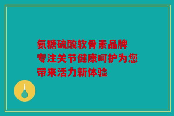 氨糖硫酸软骨素品牌 专注关节健康呵护为您带来活力新体验
