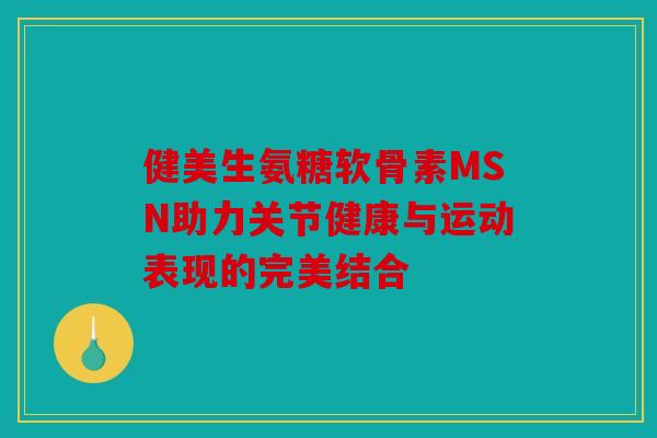 健美生氨糖软骨素MSN助力关节健康与运动表现的完美结合 健美生氨糖软骨素MSN助力关节健康与运动表现的完美结合