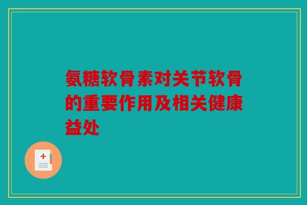 氨糖软骨素对关节软骨的重要作用及相关健康益处