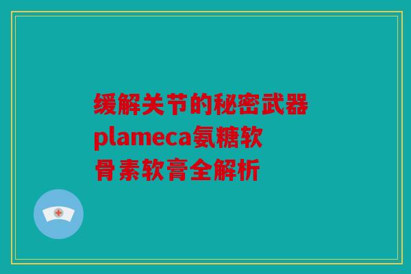 缓解关节的秘密武器 plameca氨糖软骨素软膏全解析 缓解关节的秘密武器 plameca氨糖软骨素软膏全解析