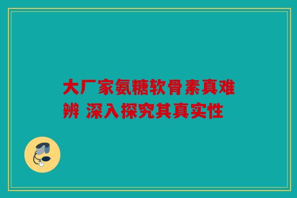 大厂家氨糖软骨素真难辨 深入探究其真实性 大厂家氨糖软骨素真难辨 深入探究其真实性