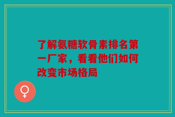 了解氨糖软骨素排名第一厂家,看看他们如何改变市场格局 了解氨糖软骨素排名第一厂家,看看他们如何改变市场格局