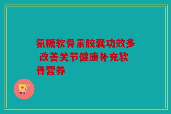 氨糖软骨素胶囊功效多 改善关节健康补充软骨营养