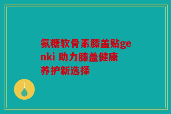 氨糖软骨素膝盖贴genki 助力膝盖健康养护新选择