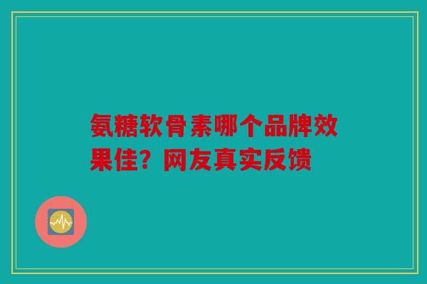 氨糖软骨素哪个品牌效果佳？网友真实反馈