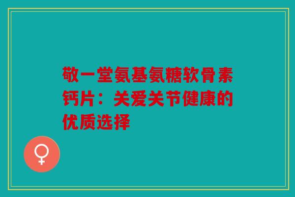 敬一堂氨基氨糖软骨素钙片：关爱关节健康的优质选择