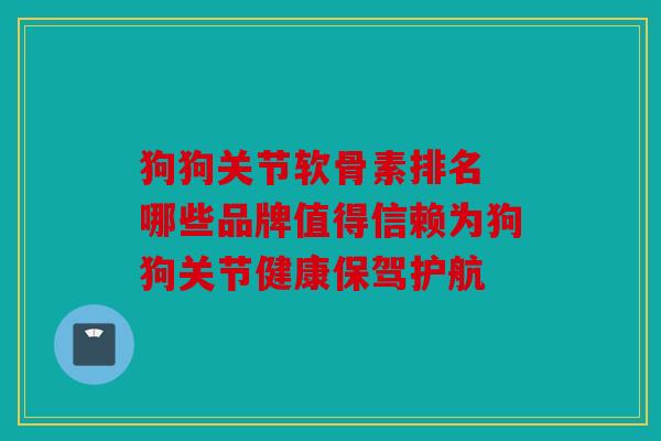 狗狗关节软骨素排名 哪些品牌值得信赖为狗狗关节健康保驾护航