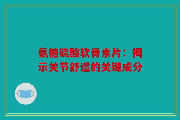 氨糖硫酸软骨素片：揭示关节舒适的关键成分