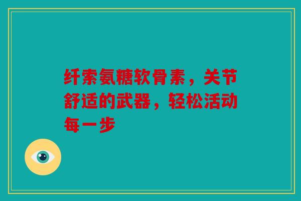 纤索氨糖软骨素，关节舒适的武器，轻松活动每一步